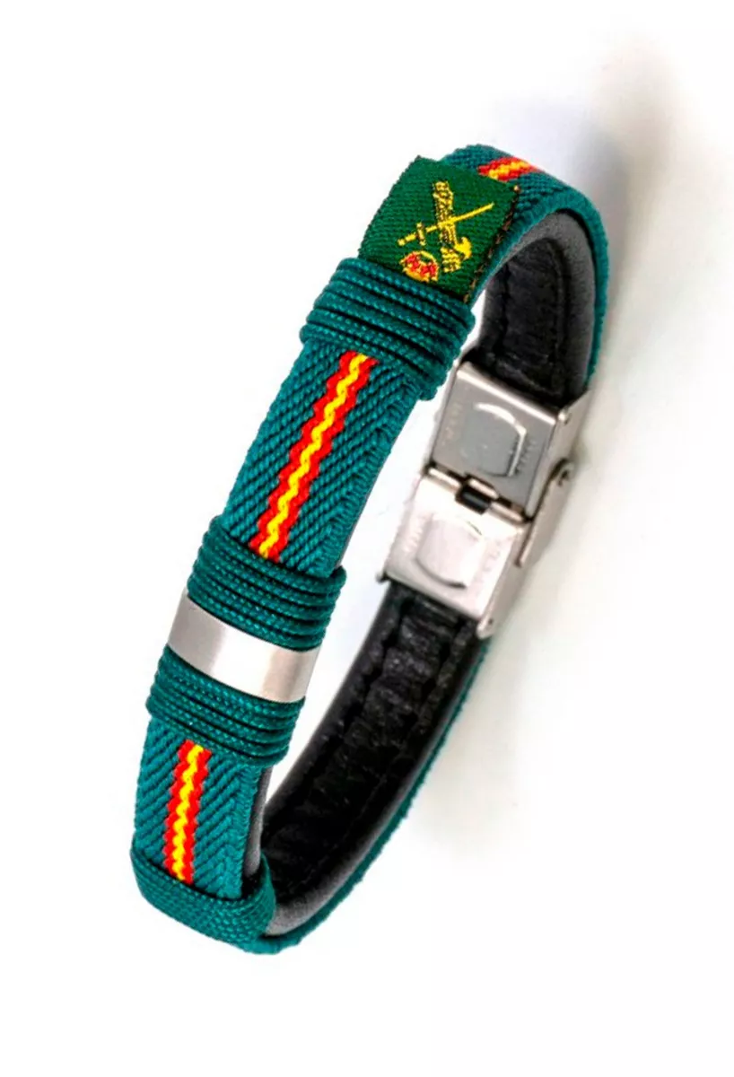 Pulsera de textil y piel con los colores de la Guardia Civil PHF-121-1RC-5RR GC