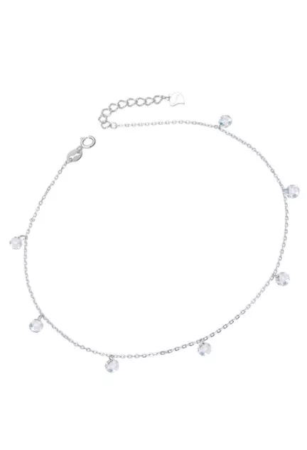 tobillera plata y cristales de cuarzo