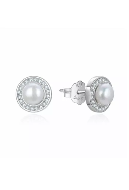 Pendiente plata y perla con orla de circonitas 280_2024318