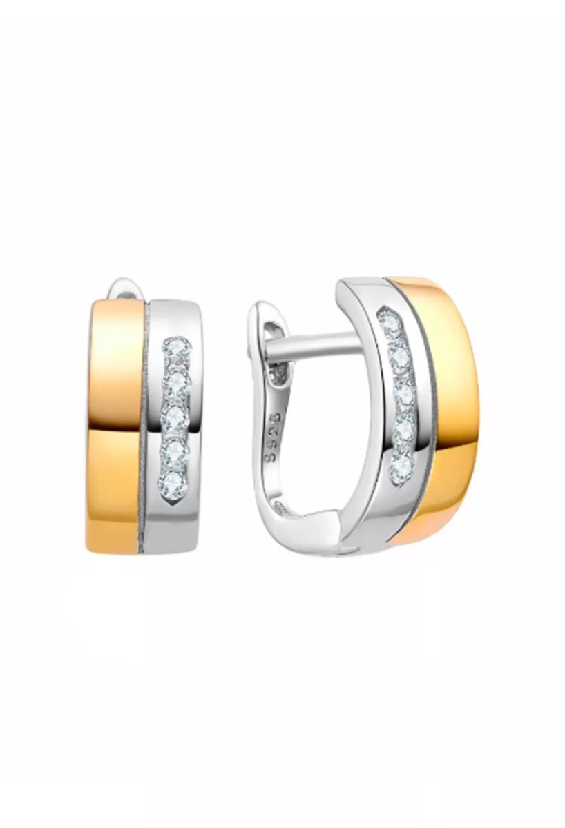 Pendientes plata bicolor con motivo de circonitas en hilera 280_2024421-BIC