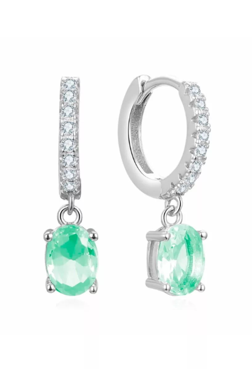 Pendientes de plata de ley con motivo de circonitas cristal verde 280_2140606
