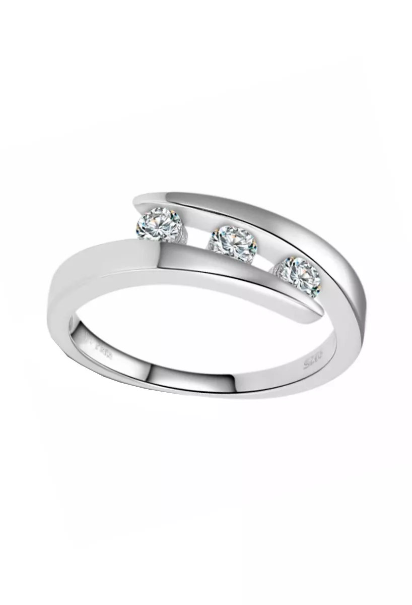 Anillo de plata con 3 circonitas tu y yo 280_2011453-12