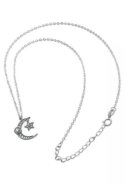 gargantilla de plata motivo luna y estrella vista principal