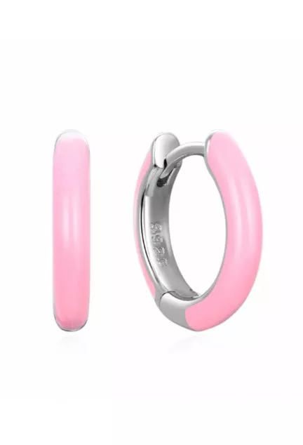 Pendientes de plata de ley con esmalte en color rosa 280_2140617-R