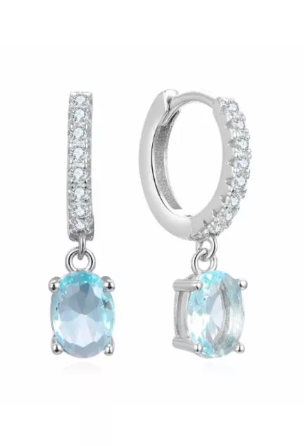 Pendientes de plata de ley con motivo de circonitas y topacio azul 280_2140604