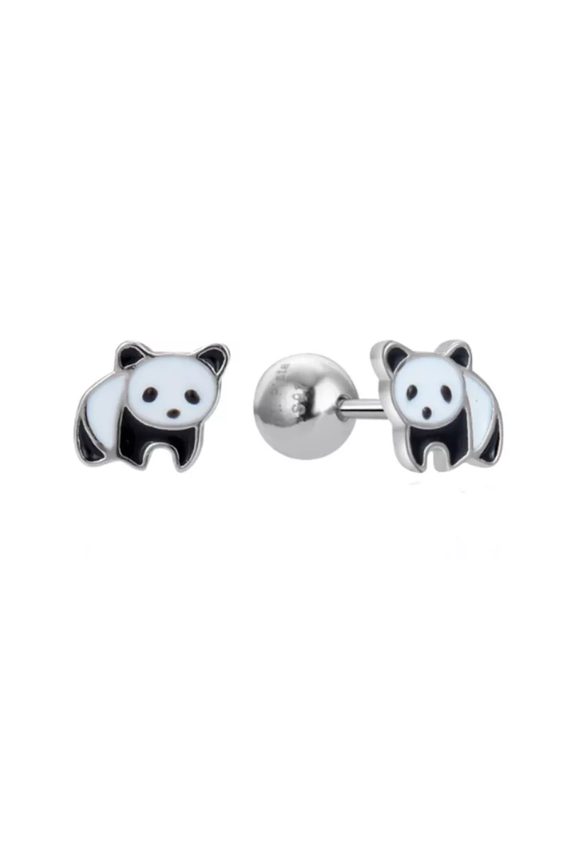 Pendientes de plata para niña. con forma de osito panda 280_2300123