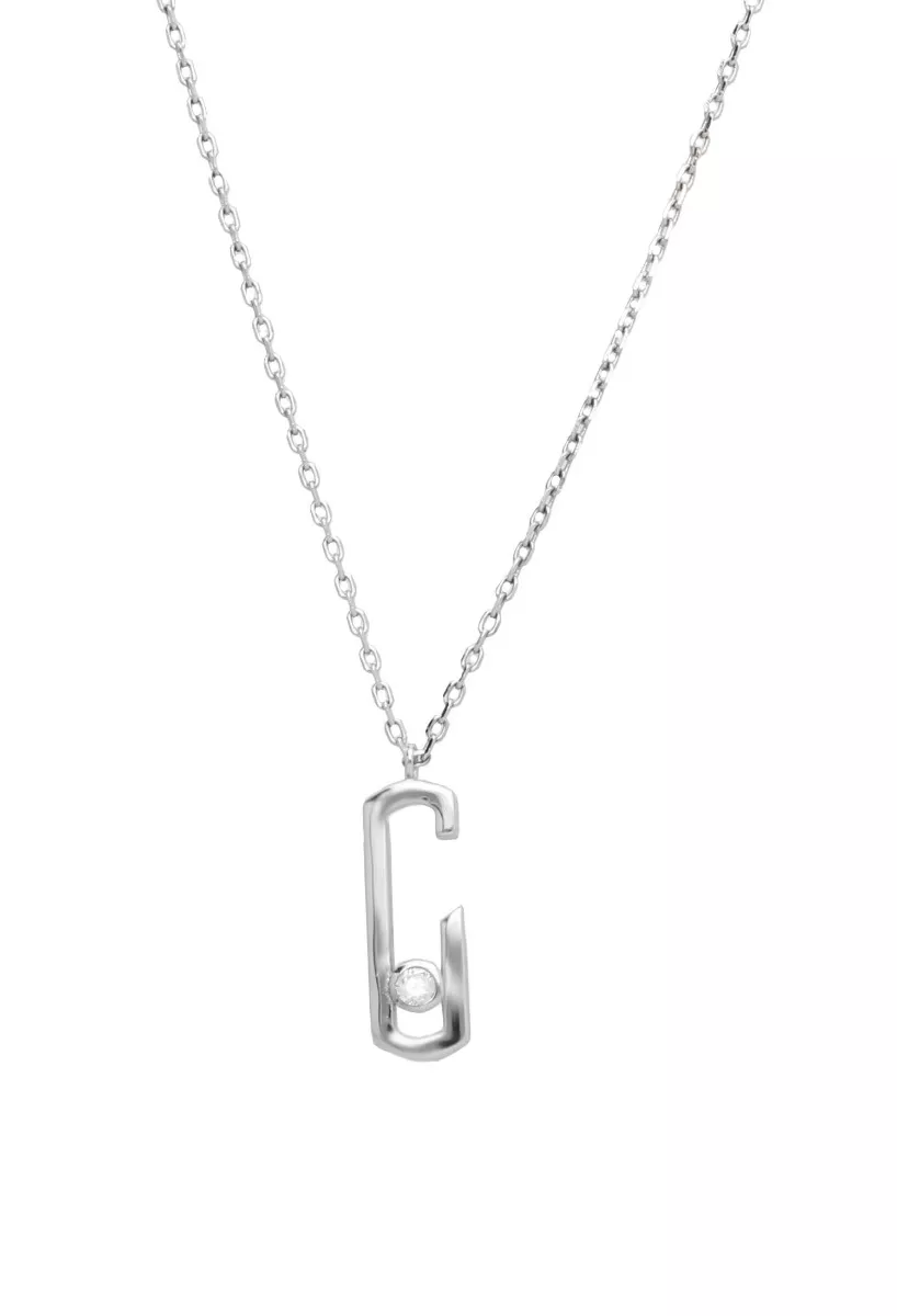 gargantilla de plata motivo con circon vista frontal