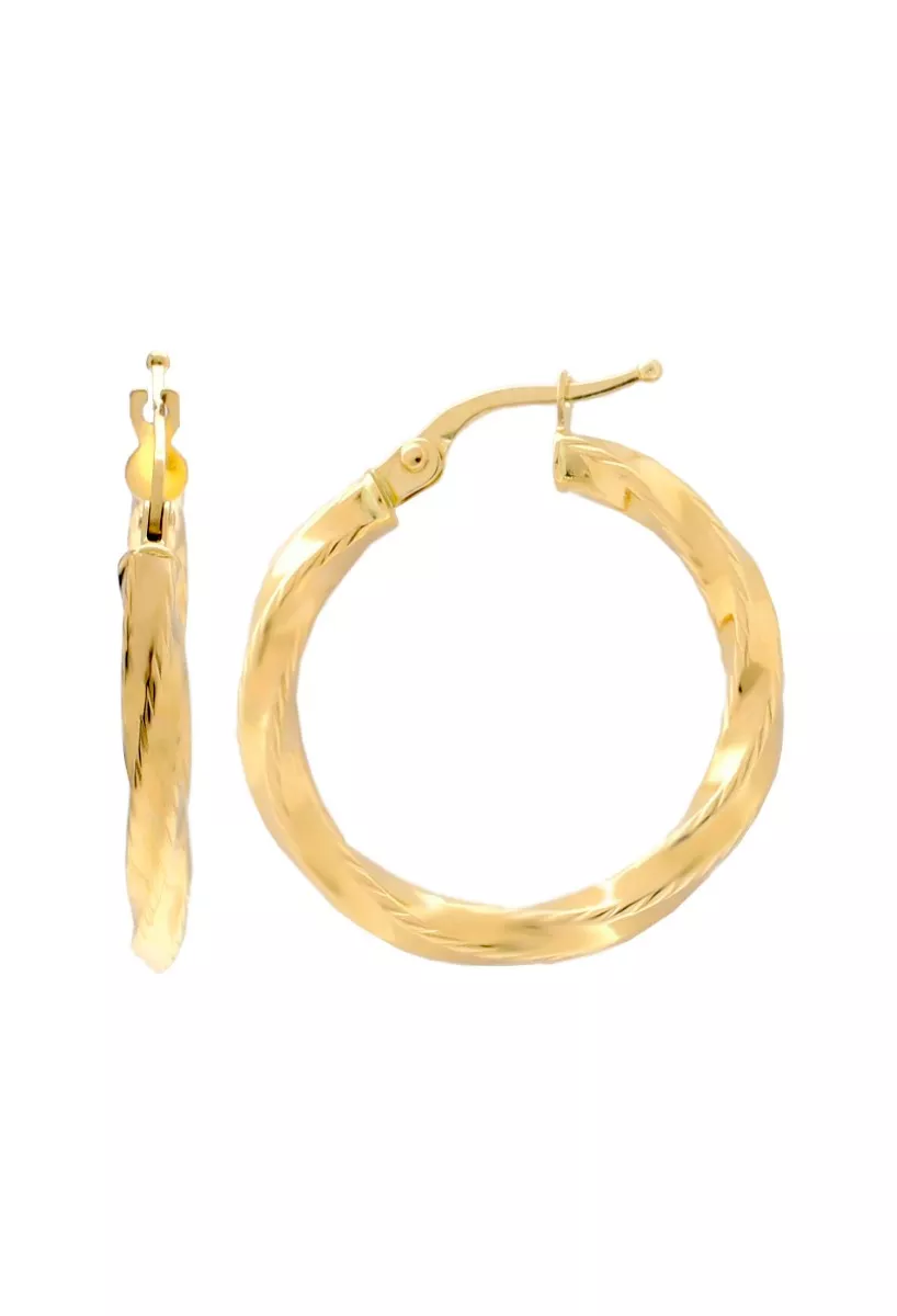 pendientes de oro tipo criollas chanela retorcida vista principal