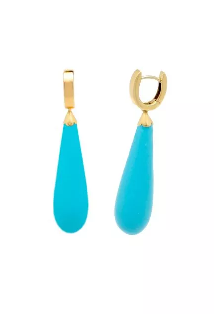 pendientes largos oro 18 ktes y turquesas foto principal para web