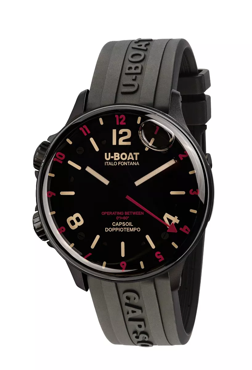 Reloj U-Boat Capsoil Doppiotempo Red acero DLC y caucho Rehaut 8841