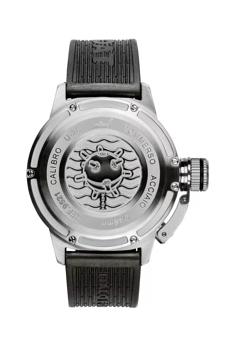 Reloj U-Boat Sommerso Ceramic Bordeaux caja en acero y correa caucho 9521 trasera