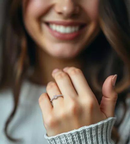 anillo de compromiso rosmary foto modelo mujer IA
