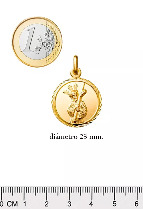 Medalla de plata chapada del Cristo del Gran Poder 045_AG0121234D-23 medidas