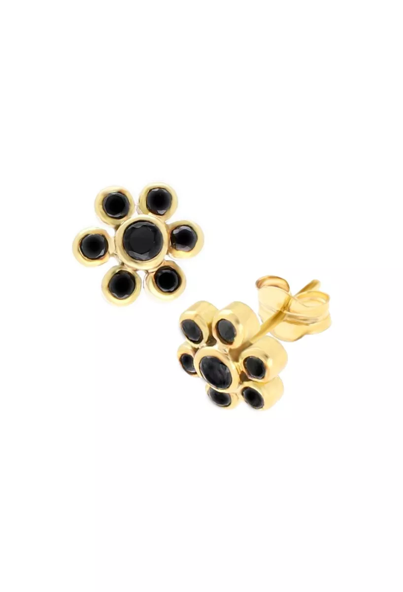 pendientes de oro amarillo 18k con onix modelo orla foto para parrilla web toma frontal y lateral