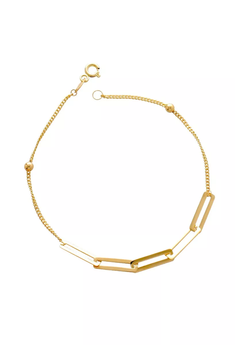 pulsera de oro amarillo 18k cadena fina centro asas rectangulares foto principal