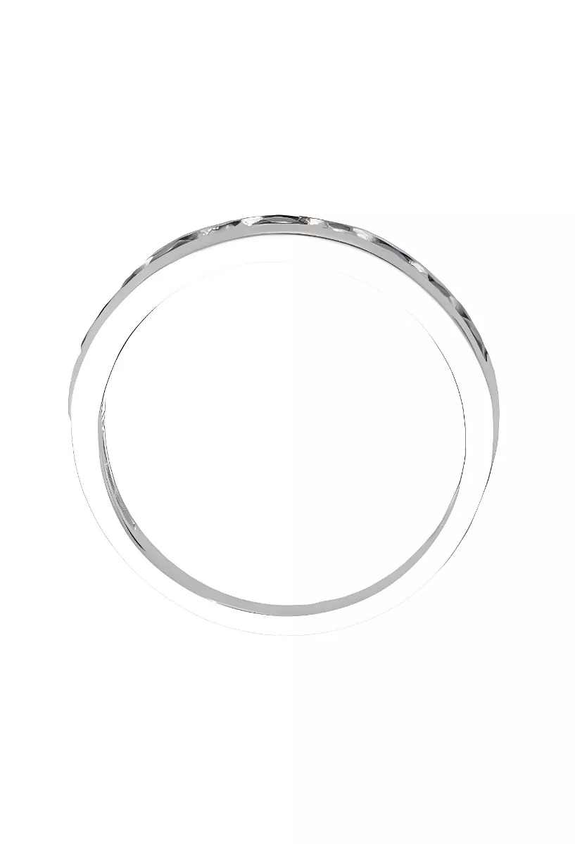 anillo media alianza de oro blanco 18 ktes con zafiros y diamantes fotografia cenital