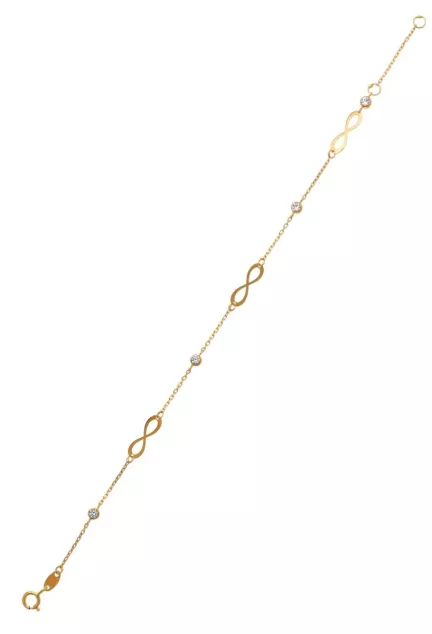 Pulsera de oro con entrepiezas infinito y cuatro chatones circonita 002_70667-PU 2