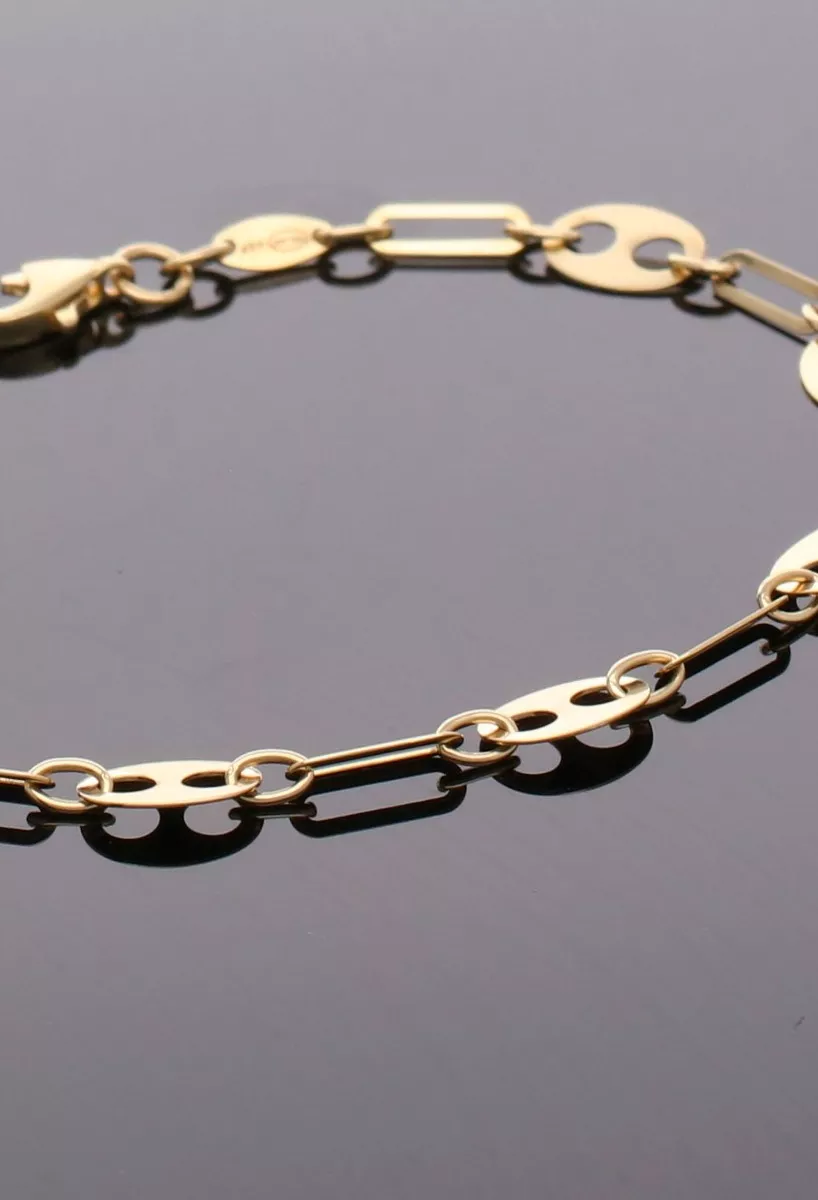 Pulsera de oro 18 ktes eslabones forzados y calabrote 243_401-01652 fondo negro