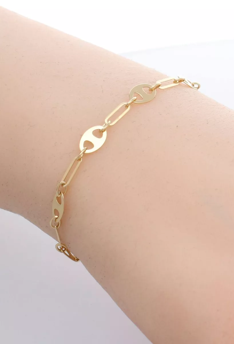 Pulsera de oro 18 ktes eslabones forzados y calabrote 243_401-01652 puesta