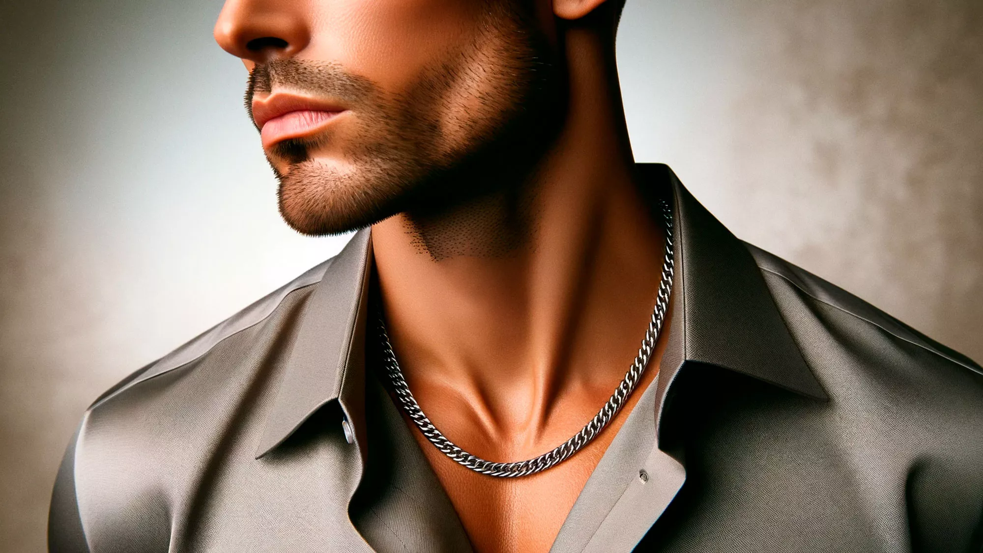 Cadena de plata para hombre elegante baratas 1