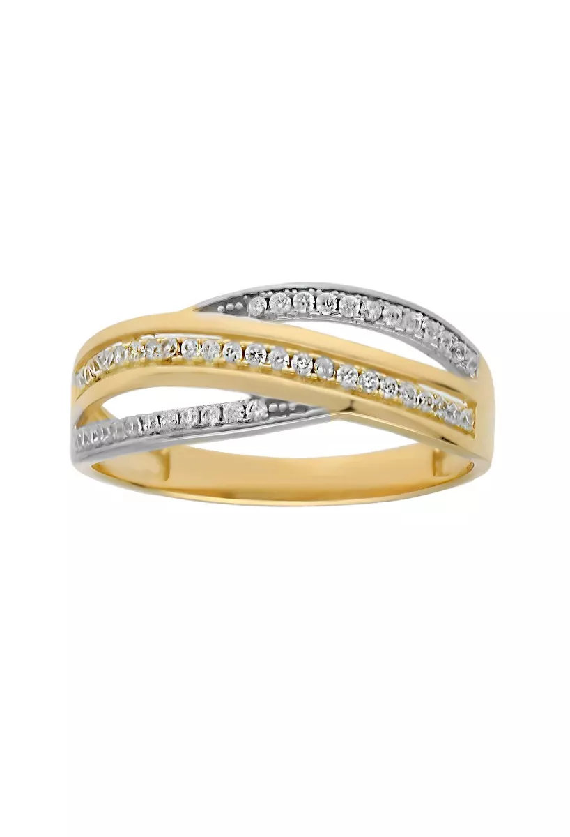 Anillo oro 18k bicolor con aro triple en parte superior con circonitas 243_475-00509