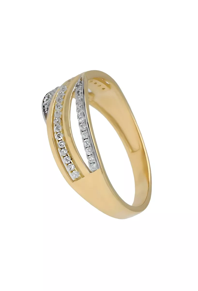 Anillo oro 18k bicolor con aro triple en parte superior con circonitas 243_475-00509 foto 2
