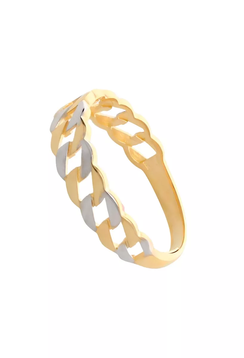Anillo oro 18k bicolor eslabones barbados 243_401-01443 lateral