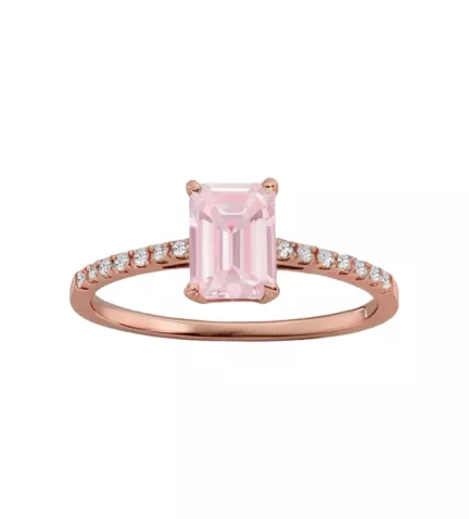 anillo de oro blanco 18k con morganita y brillantes toma frontal