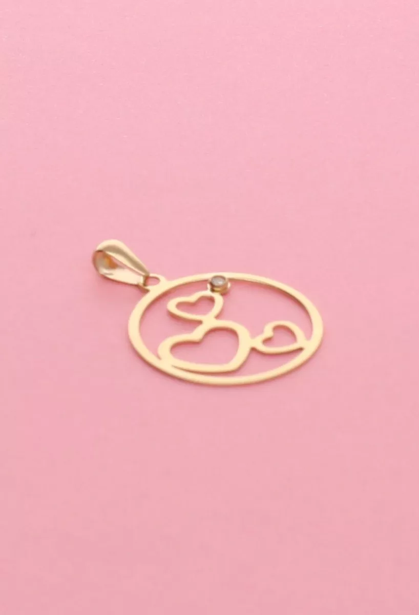 Colgante de oro 18 kilates con motivo de corazones calados con circonita 002_84099-G fondo color