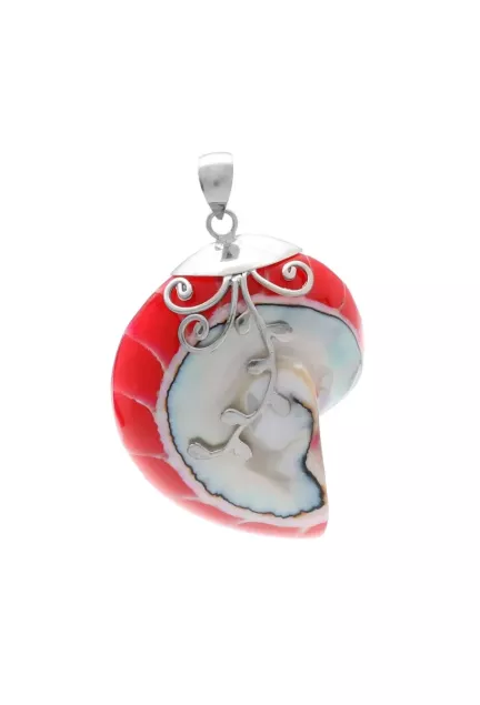Colgante plata y resina tipo dije caracola tonos rojos y nácar 297_826126-1