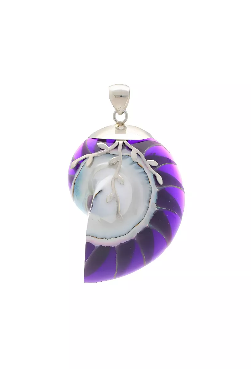Colgante plata y resina tipo dije caracola violeta 297_826119