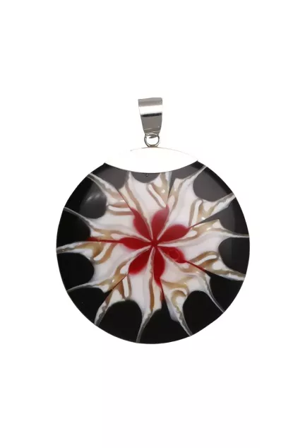 Colgante plata y resina tipo dije concha negra roja y blanca 297_826982