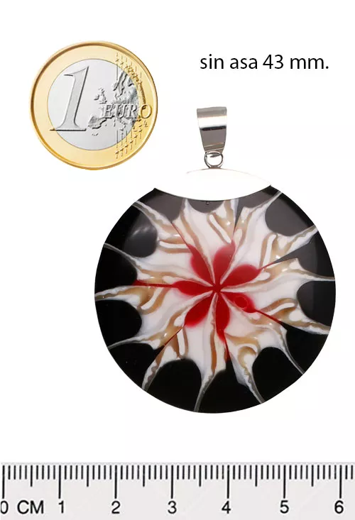 Colgante plata y resina tipo dije concha negra roja y blanca 297_826982 medidas