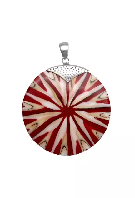 Colgante plata y resina tipo dije concha roja y blanca 297_826978