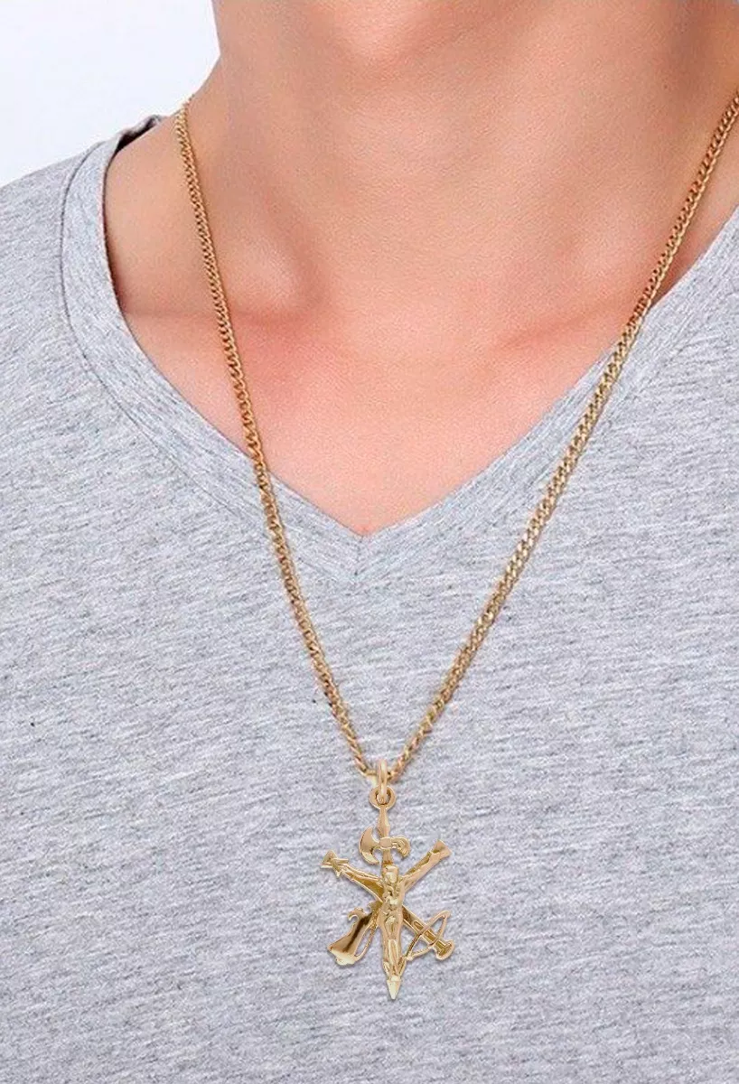 Crucifijo oro 18 ktes Cristo de la legión 038_ LO-025-23AM03 puesto