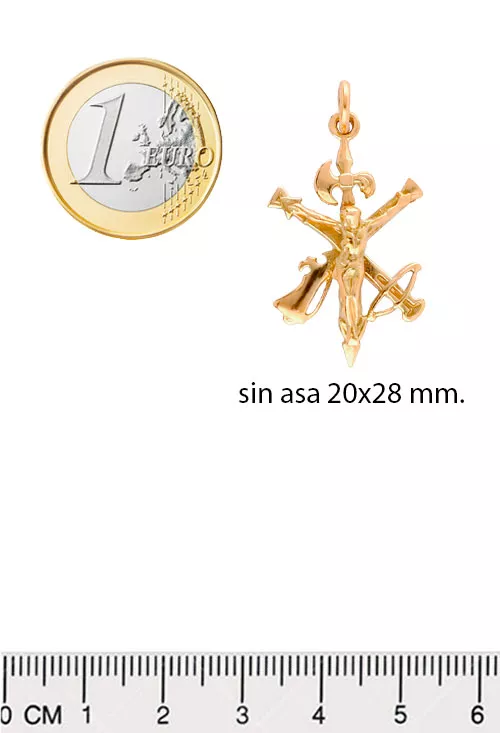 Crucifijo oro 18 ktes Cristo de la legión 038_ LO-025-23AM03 medidas
