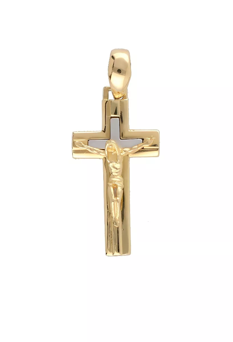 Crucifijo oro 18 ktes macizo bicolor 038_LO-025-23AM05