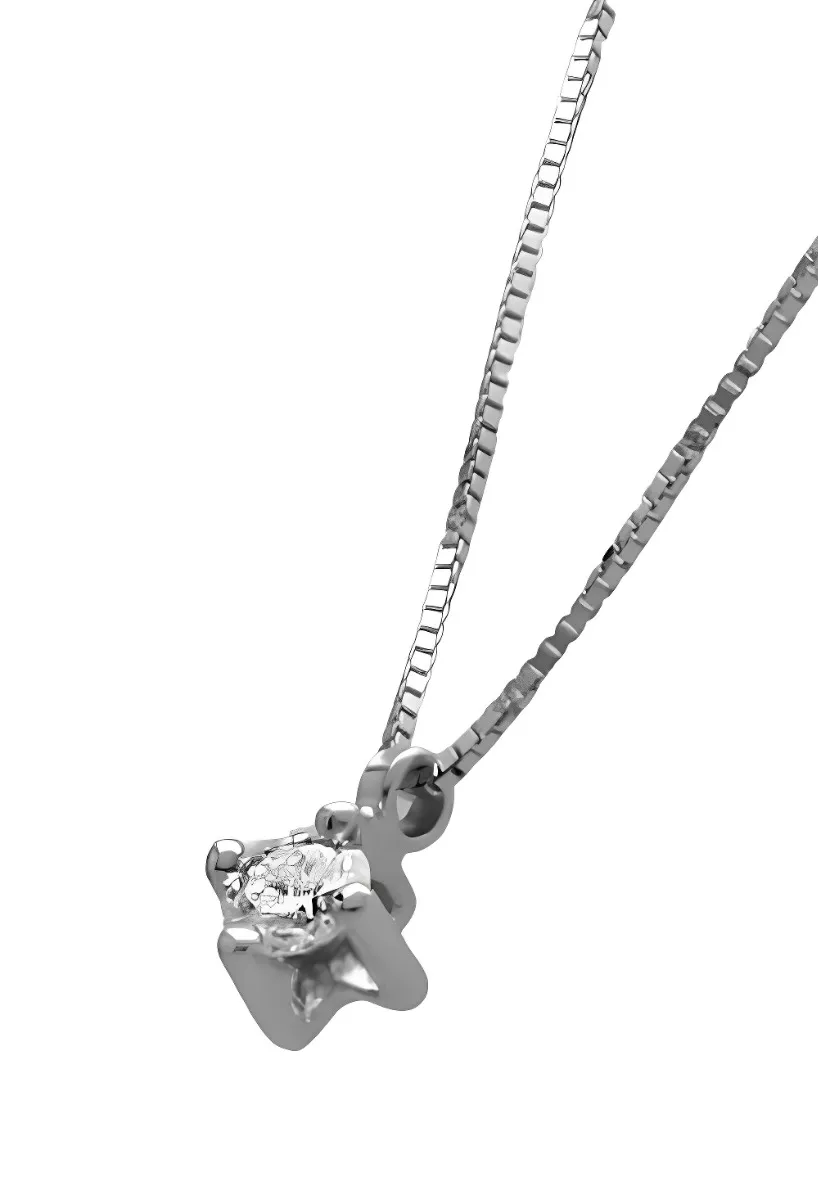 gargantilla oro blanco 18 ktes con diamante talla brillante engastado en garra de 4 patas vista lateral detalle