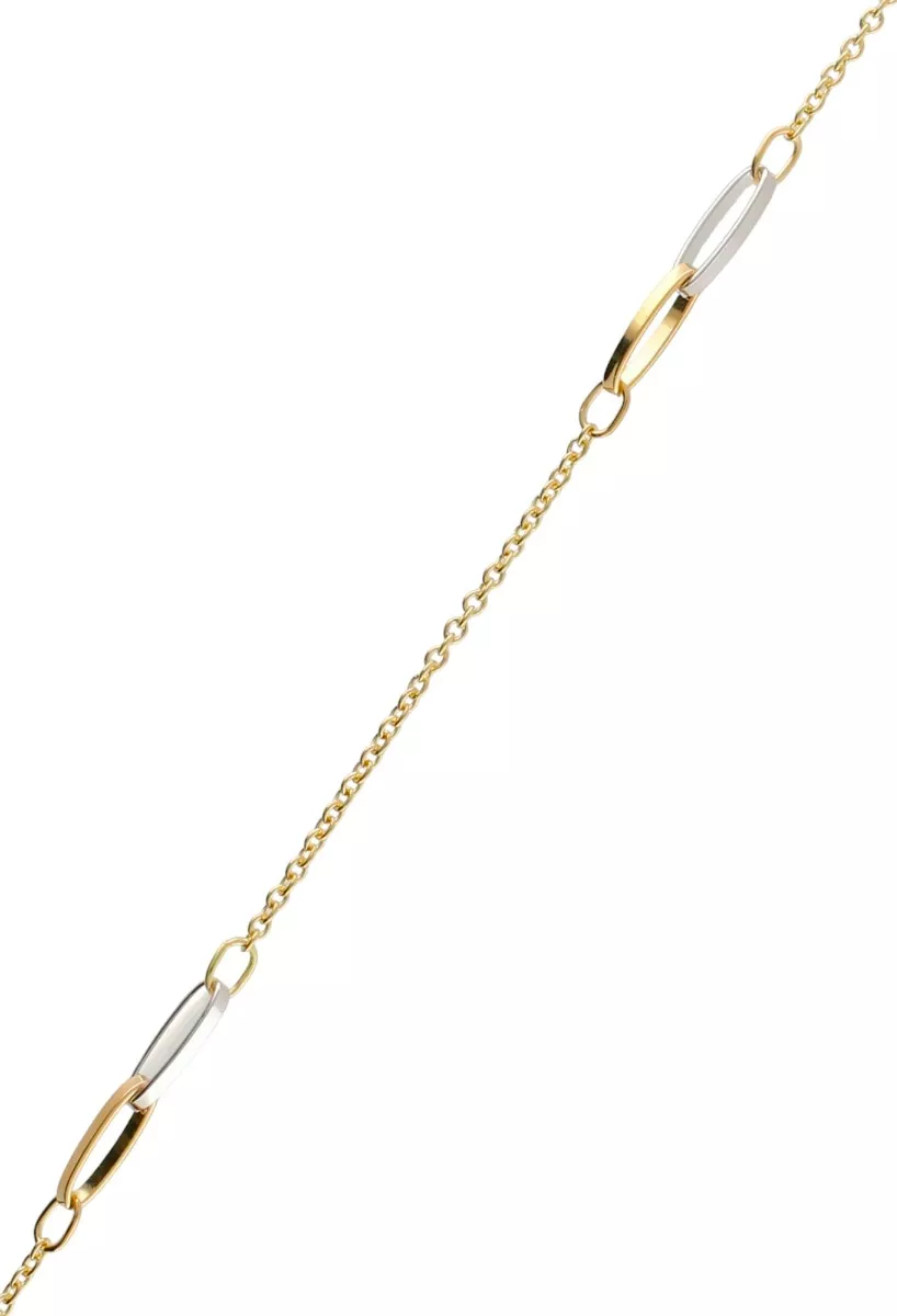 gargantilla oro bicolor 18 ktes cadena eslabones forzados y entrepiezas asas enlazadas vista detalle cadena