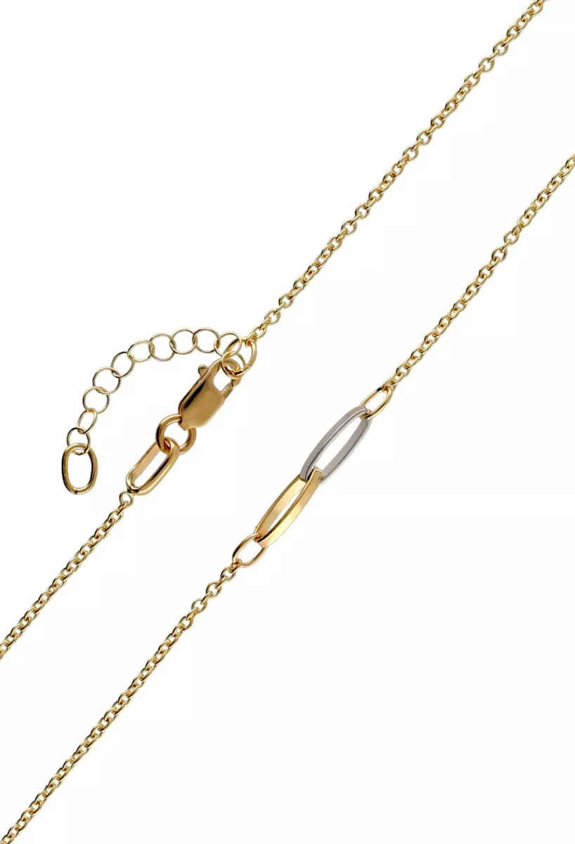 gargantilla oro bicolor 18 ktes cadena eslabones forzados y entrepiezas asas enlazadas vista detalle cierre