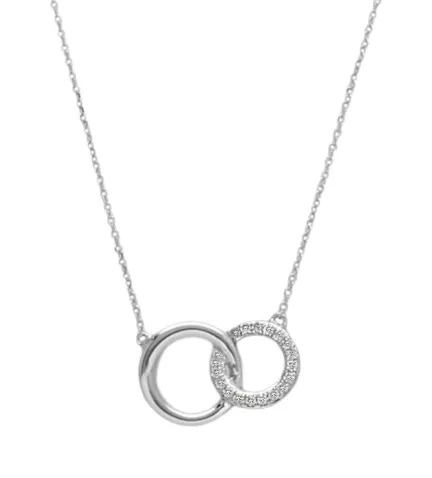 gargantilla oro blanco 18k con diamantes modelo circulos enlazados toma frontal