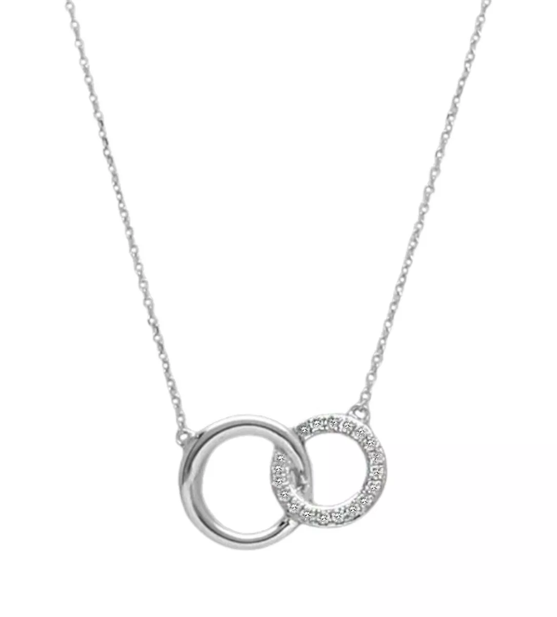 gargantilla oro blanco 18k con diamantes modelo circulos enlazados toma frontal