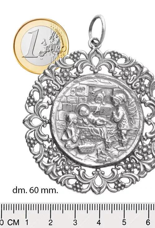 Medalla de cuna del niño en el pesebre en plata de ley 297_870678 medidas