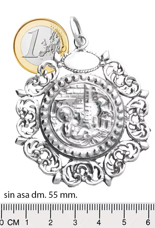 Medalla de cuna del niño en pajas en plata de ley 297_872572 medidas