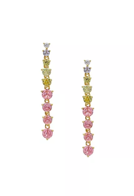 Pendientes de plata largos chapados en oro con piedras colores 240_PPR-E508HC