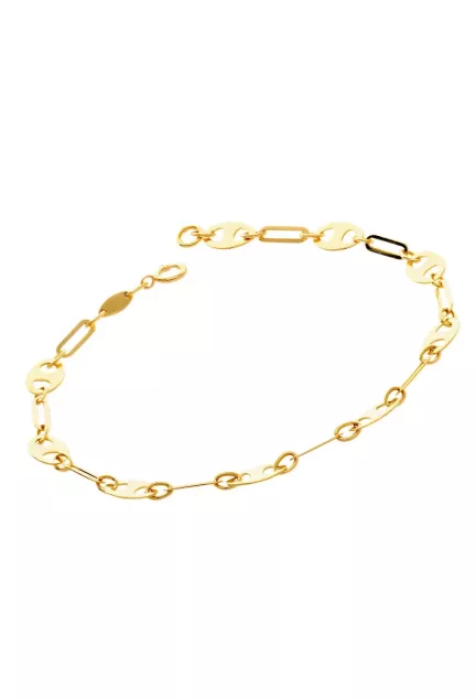 Pulsera de oro 18 ktes eslabones forzados y calabrote 243_401-01652 perfil