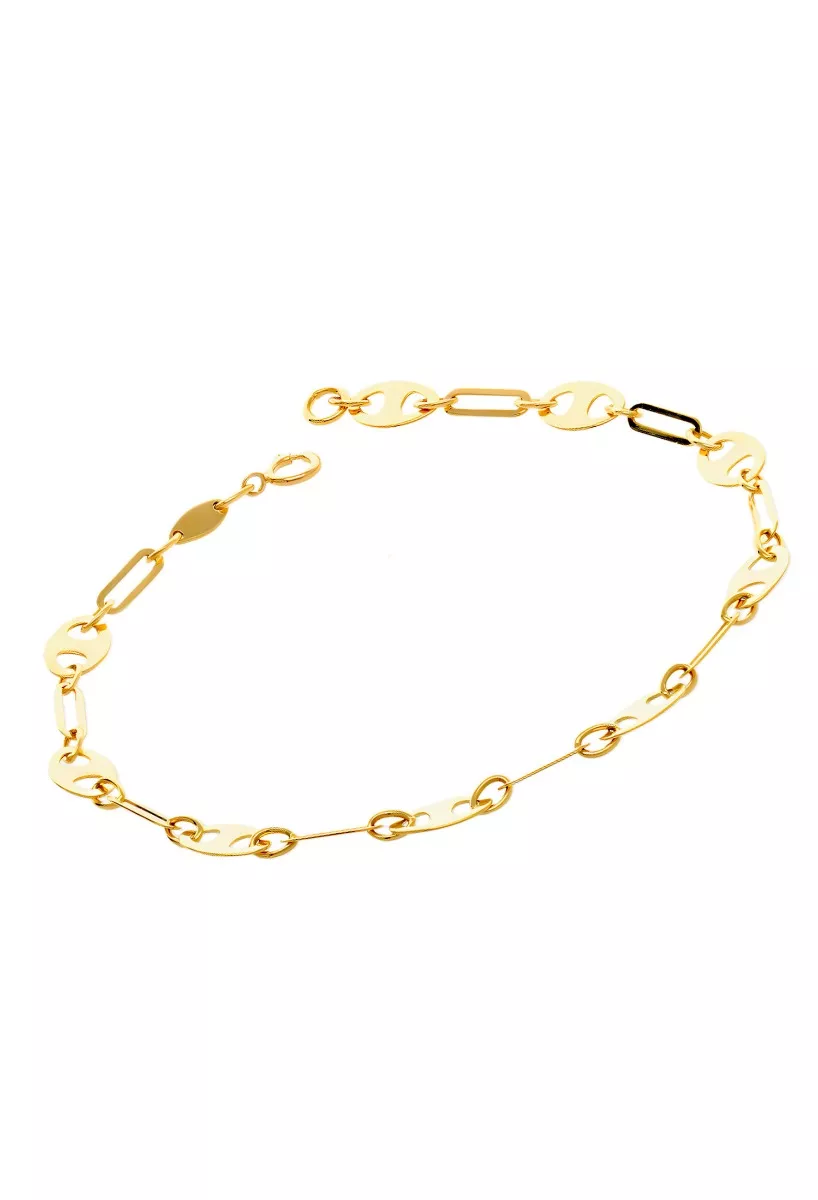 Pulsera de oro 18 ktes eslabones forzados y calabrote 243_401-01652 perfil