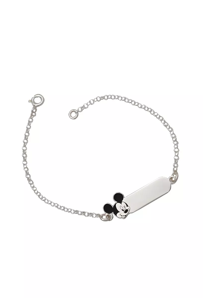 Pulsera de plata con chapa para niña Mickey 240_ESC-DL9