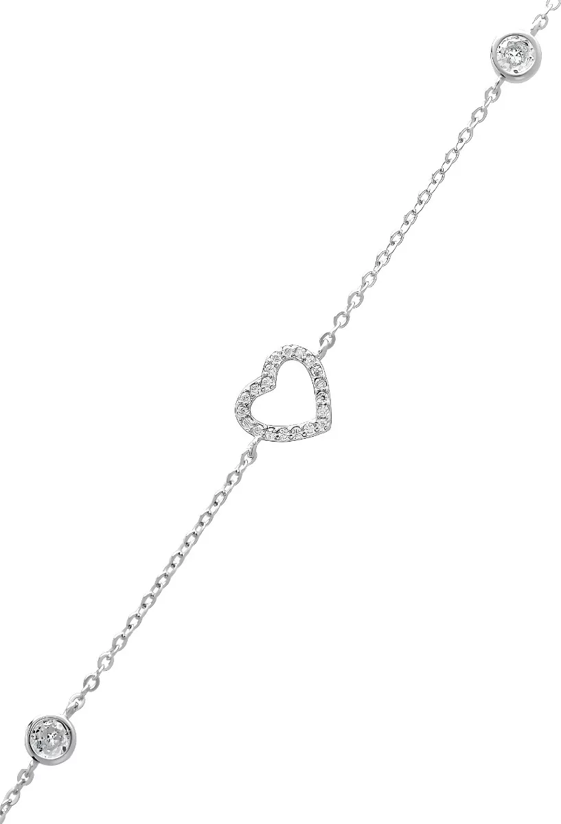 Pulsera de plata entrepiezas corazón y chatones con circonitas 240_PR-12-1C sección
