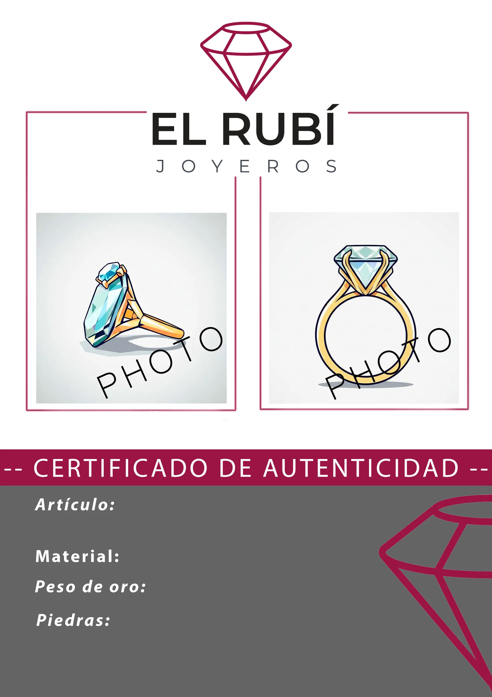 Certificado joyas con diamantes